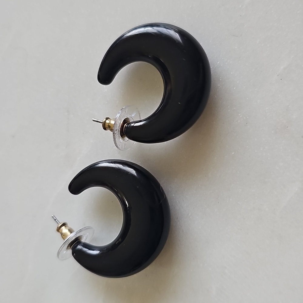 Joan Rivers Lucite Vintage Black Hoop Earrings